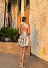 Backless Draped Detail Balloon Dress