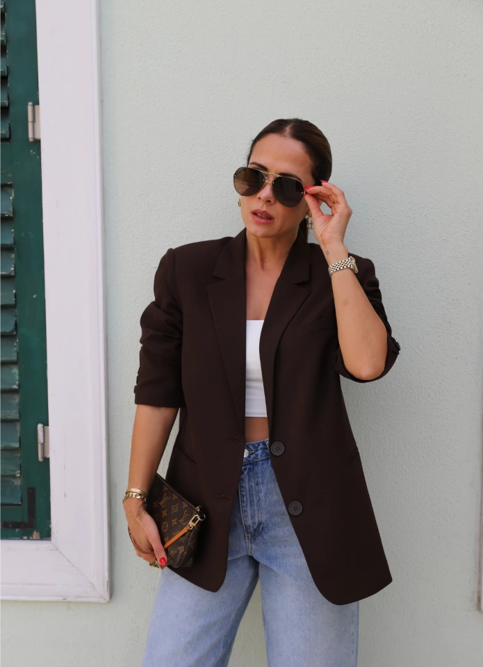 Acı Kahverengi Oversize Blazer Ceket