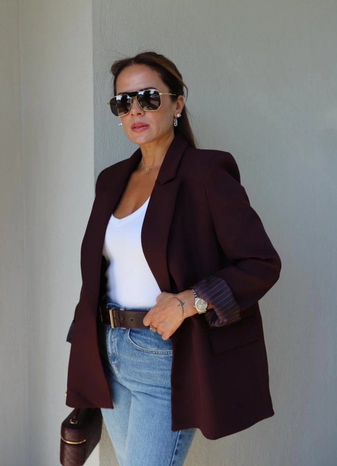 Bordo Astarlı Blazer Ceket