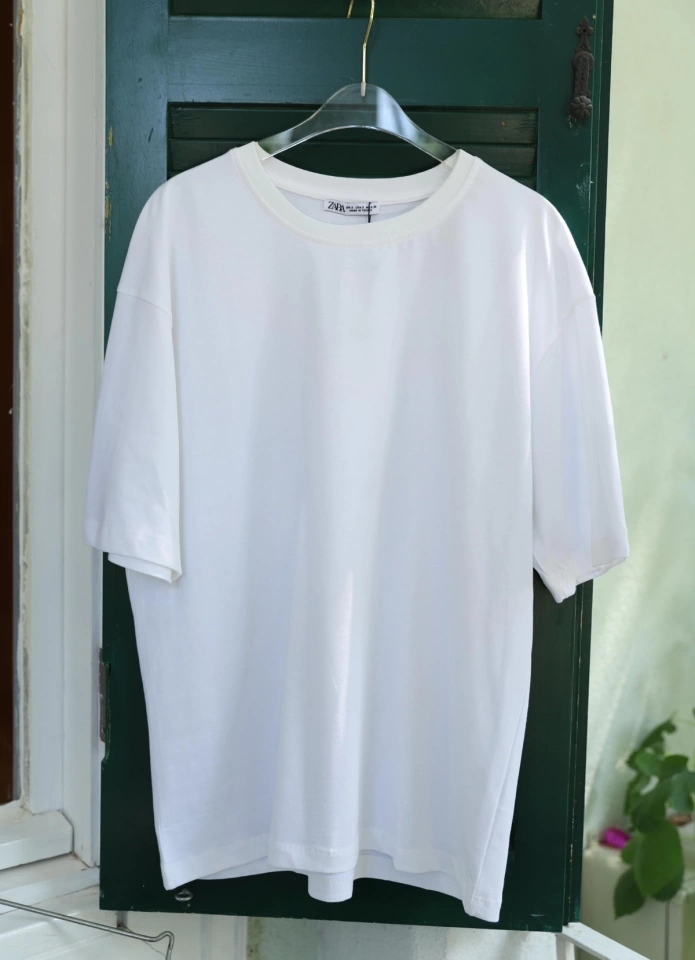 Ekru Basıc Oversize Tshırt