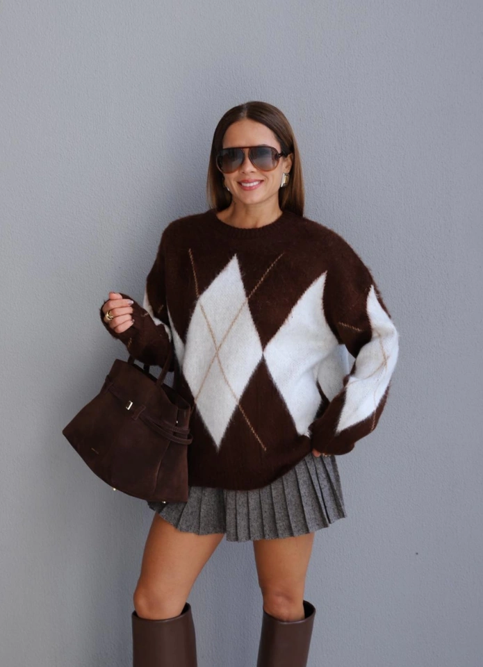 Brown Patterned Sweater