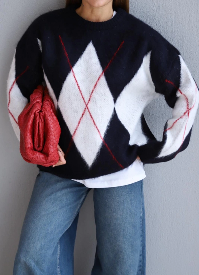 Navy Patterned Sweater