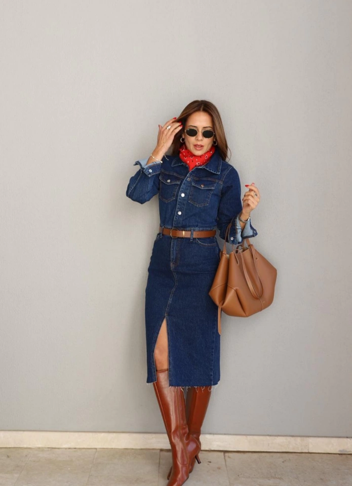 Lacivert Jean Elbise