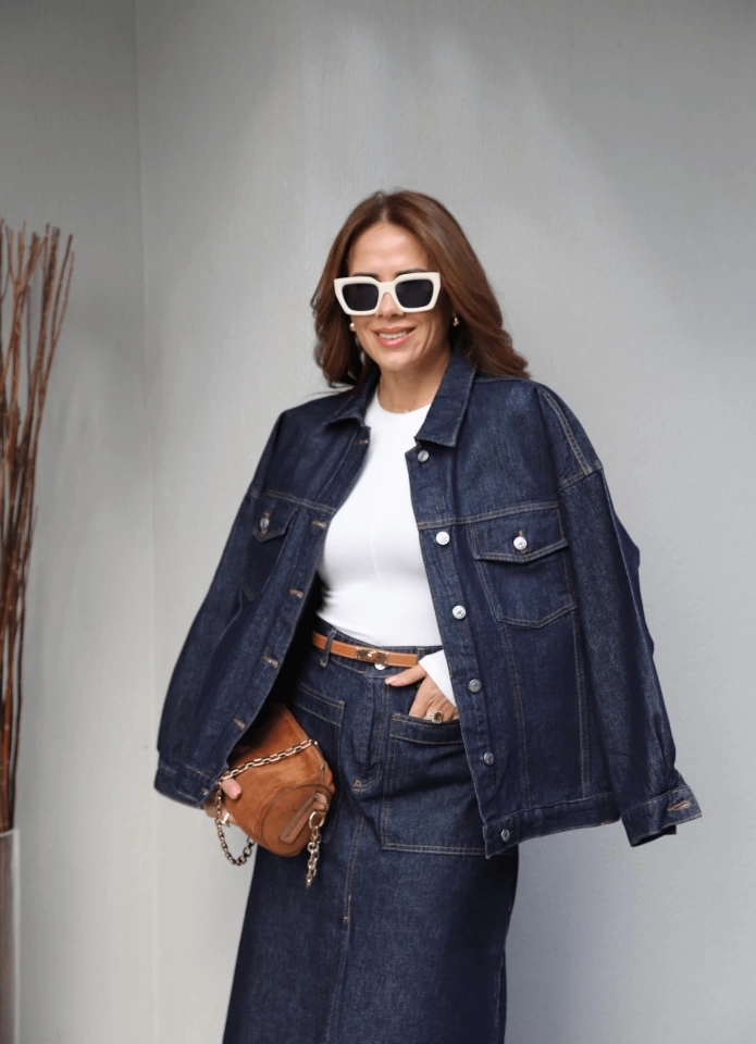 Oversize Cep Detay Denim Ceket