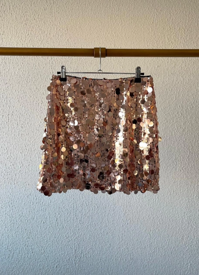 Rose Gold Payetli Mini Etek