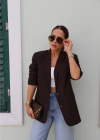 Acı Kahverengi Oversize Blazer Ceket