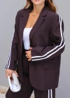Acı Kahverengi Şerit Detay Blazer Pantolon Takım