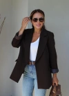 Kahverengi Astarlı Blazer Ceket