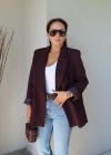 Bordo Astarlı Blazer Ceket
