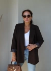 Kahverengi Astarlı Blazer Ceket