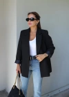Siyah Astarlı Blazer Ceket