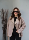 Beige Cep Detay Içi Kürklü Mont