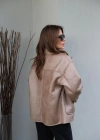 Beige Cep Detay Içi Kürklü Mont