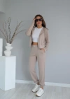 Beige Dikiş Detay Eşofman Takım