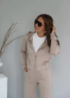 Beige Dikiş Detay Eşofman Takım