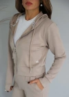Beige Dikiş Detay Eşofman Takım
