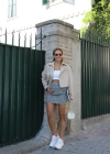 Beige Leopar Desen Mini Jean Etek