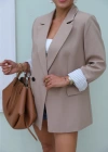 BEJ Astarlı Keten Blazer Ceket