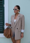 BEJ Astarlı Keten Blazer Ceket