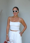 Beyaz Askılı Crop
