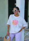Beyaz Baskılı Tshirt