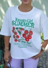 Beyaz Baskılı Tshirt