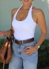 Beyaz Boyundan Geçmeli Body