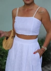 Beyaz Fisto Crop Etek Takım