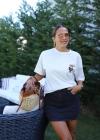 Beyaz Teddy Baskılı Oversıze Tshirt