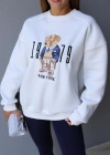 Beyaz Teddy Nakış Detay Sweat