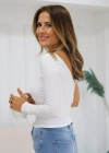 Beyaz Tek Kol Omuz Detay Fitilli Bluz