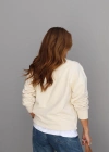Ekru Bisiklet Yaka Sweatshirt