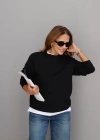Siyah Bisiklet Yaka Sweatshirt