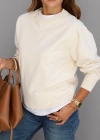 Ekru Bisiklet Yaka Sweatshirt