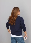 Lacivert Bisiklet Yaka Sweatshirt