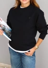 Siyah Bisiklet Yaka Sweatshirt