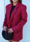 Bordo Astarlı Süet Blazer Ceket