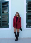 Bordo Astarlı Süet Blazer Ceket