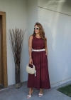 Bordo Bluz Etek Takım