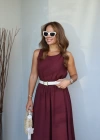 Bordo Bluz Etek Takım