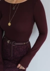 Bordo Geniş Yaka Body