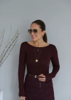 Bordo Geniş Yaka Body