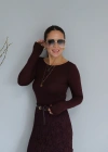 Bordo Geniş Yaka Body