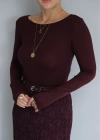 Bordo Geniş Yaka Body