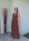 Boyundan Bağlama V Yaka Elbise