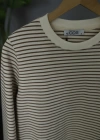 Camel Çizgili Uzun Kol Sweatshirt