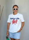 Ekru Baskılı Tshirt