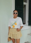 Ekru Baskılı Tshirt
