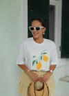 Ekru Baskılı Tshirt