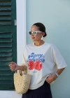 Ekru Baskılı Tshirt